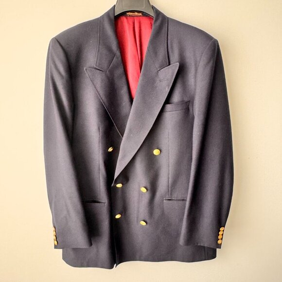 Vintage Chaps Ralph Lauren Wool Sport Coat Blazer Navy Made in Canada - Picture 11 of 16